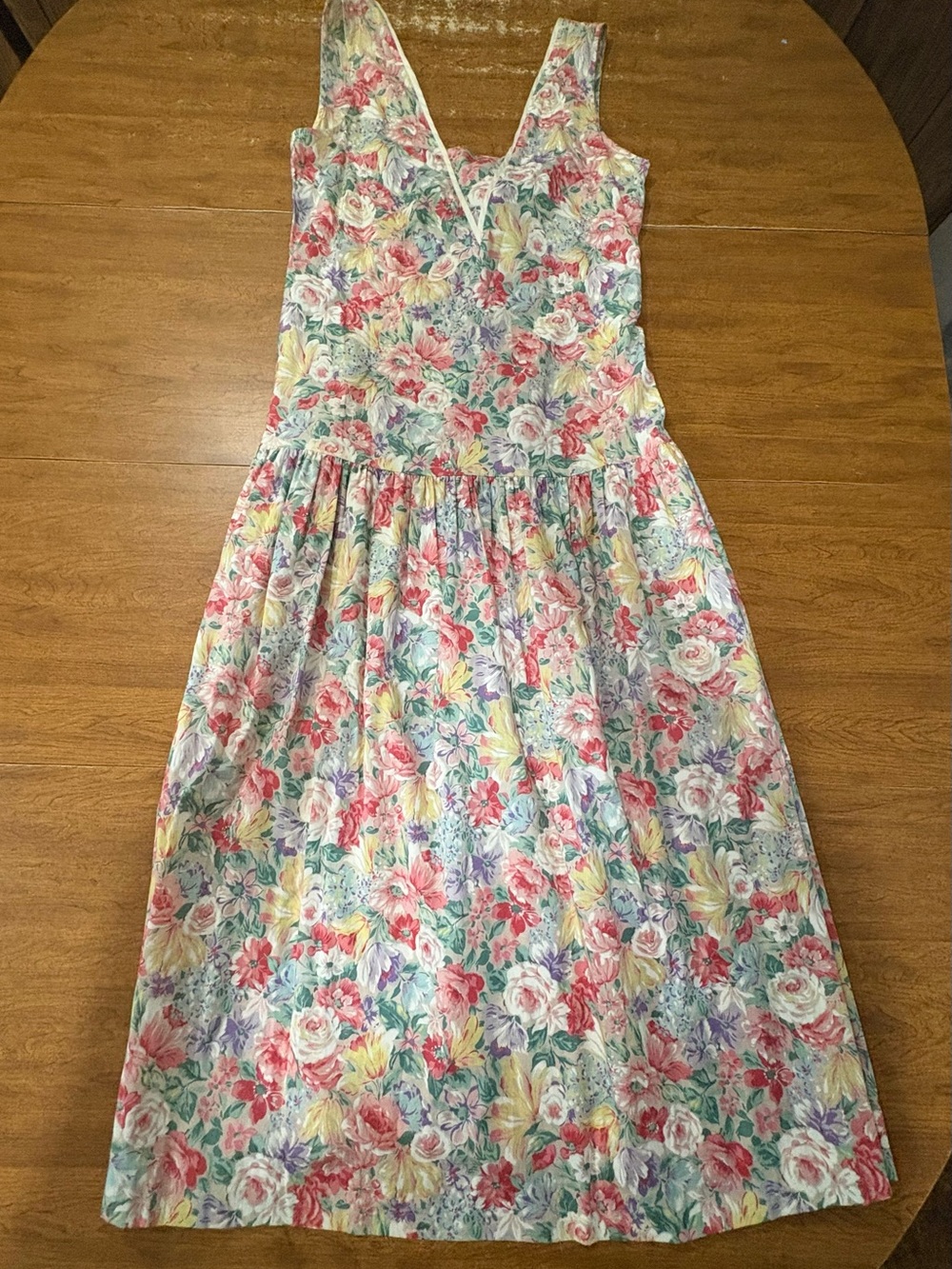 Vintage St. Simon Made in USA Floral V-Neck Midi Dress 4